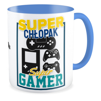 kubek SUPER CHŁOPAK - SUPER GAMER niebieski